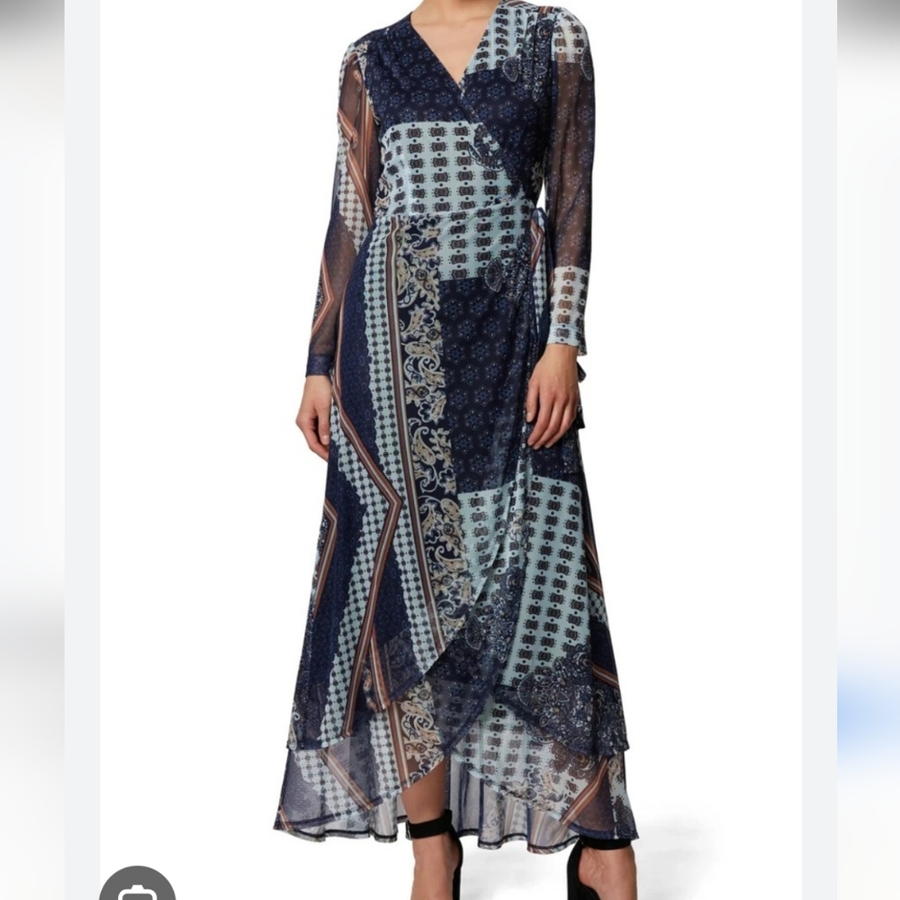 Laundry Shelli Segal Sheer Sleeve Wrap Dress